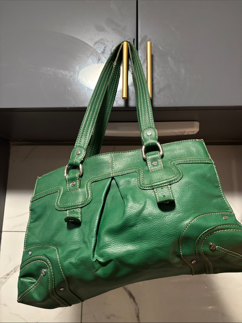 Nine West Green Shoulder Bag with Pink Interior